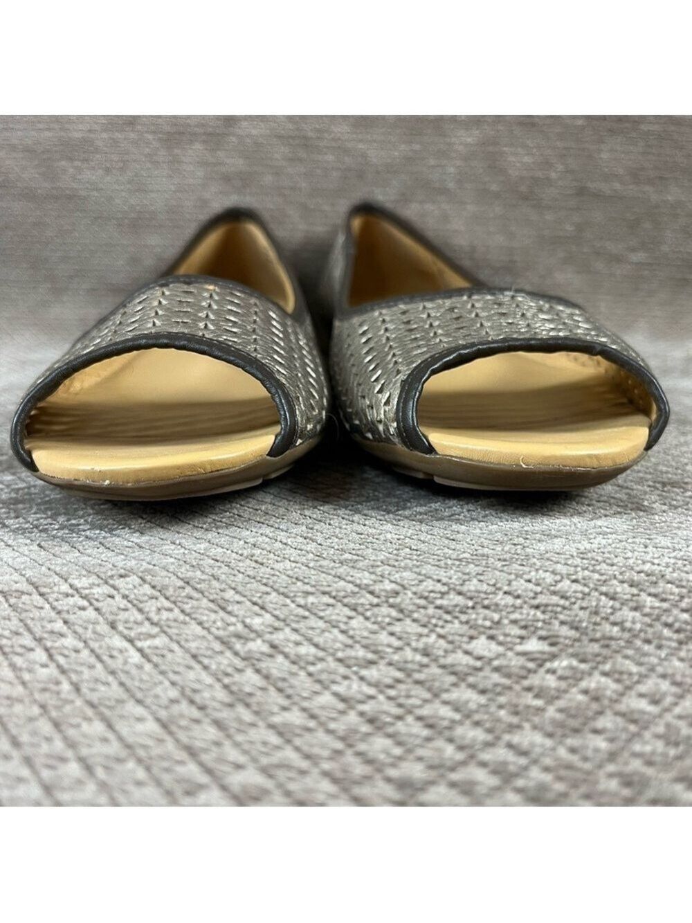 LL BEAN Gold Brown Ballet Flats Open Toe Flat Size 10 LIKE NEW - Picture 4 of 15